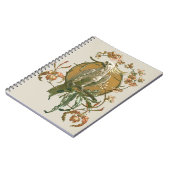 ヴィンテージアールヌーボー、コッカトー鳥、蘭の花 ノートブック (左側)