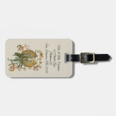 ヴィンテージアールヌーボー、コッカトー鳥、蘭の花 ラゲッジタグ (正面横)