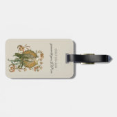 ヴィンテージアールヌーボー、コッカトー鳥、蘭の花 ラゲッジタグ (裏面横)