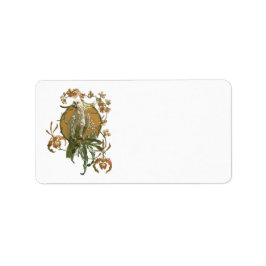 ヴィンテージアールヌーボー、コッカトー鳥、蘭の花 ラベル