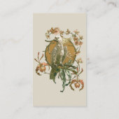 ヴィンテージアールヌーボー、コッカトー鳥、蘭の花 名刺 (裏面)