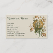 ヴィンテージアールヌーボー、コッカトー鳥、蘭の花 名刺 (正面)