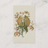 ヴィンテージアールヌーボー、コッカトー鳥、蘭の花 名刺 (裏面)
