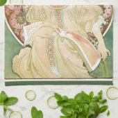 ヴィンテージアールヌーボー、シャンペノワバイアルフォンスミュシャ キッチンタオル (折り畳み)