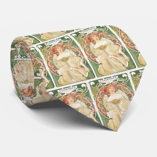 ヴィンテージアールヌーボー、シャンペノワバイアルフォンスミュシャ ネクタイ (ロール)