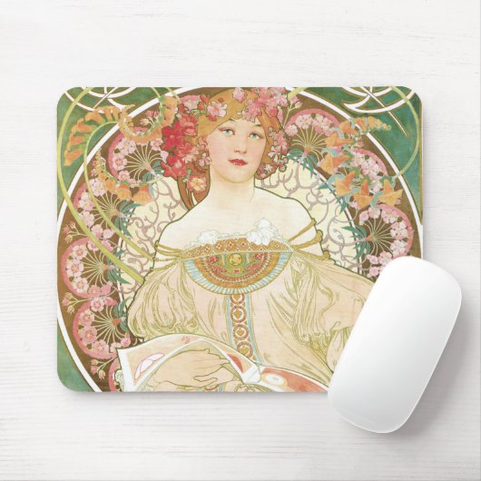 ヴィンテージアールヌーボー、シャンペノワバイアルフォンスミュシャ マウスパッド (マウス)