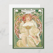 ヴィンテージアールヌーボー、シャンペノワバイアルフォンスミュシャ 招待状 (正面/裏面)