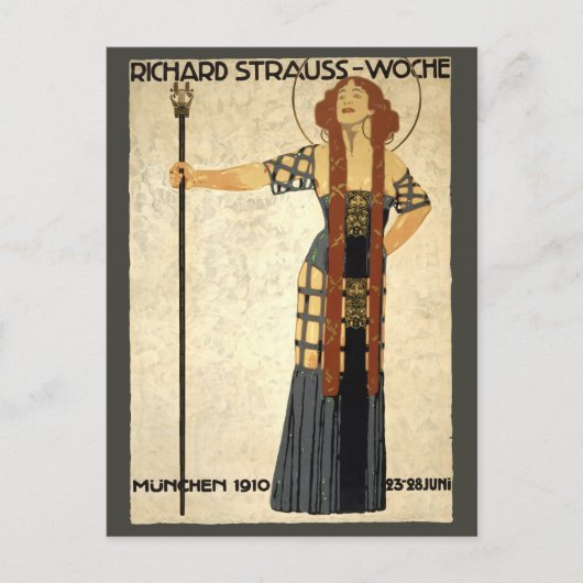 ヴィンテージアールヌーボー・シュトラウス・ウォッシュ。ミュンヘン ポストカード (正面)