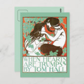 ヴィンテージアールヌーボー、ハートが切り札 ポストカード (正面/裏面)