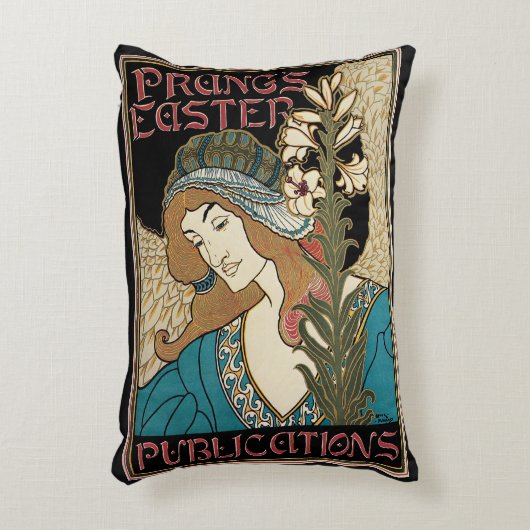 ヴィンテージアールヌーボー、パングのイースター出版物 アクセントクッション (正面(垂直))