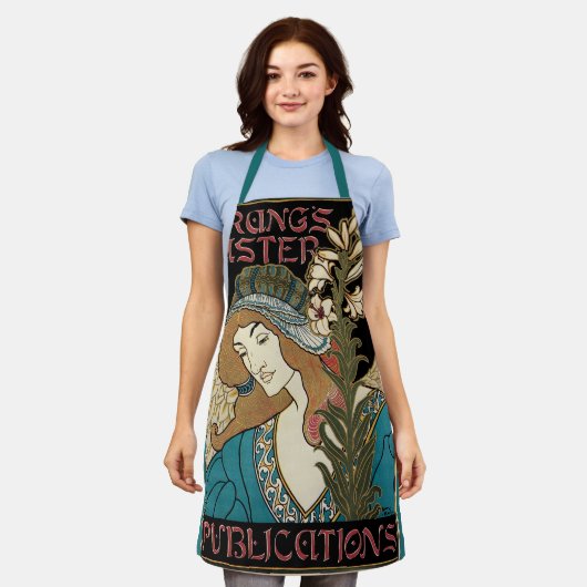 ヴィンテージアールヌーボー、パングのイースター出版物 エプロン (着用した状態)