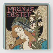 ヴィンテージアールヌーボー、パングのイースター出版物 スクエア壁時計 (正面)