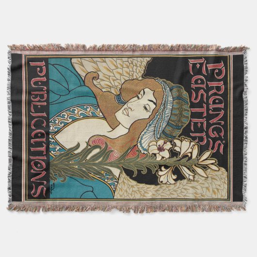 ヴィンテージアールヌーボー、パングのイースター出版物 スローブランケット (正面)