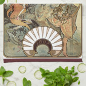 ヴィンテージアールヌーボー、ビスケットバイアルフォンスミュシャ キッチンタオル (折り畳み)