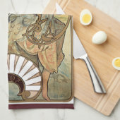 ヴィンテージアールヌーボー、ビスケットバイアルフォンスミュシャ キッチンタオル (四つ折り)