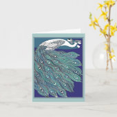 ヴィンテージアールヌーボー・ピーコック・ノート・カード カード (黄色い花)