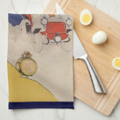 ヴィンテージアールヌーボー、ベンゾムチュールバイジュールシュレット キッチンタオル (四つ折り)