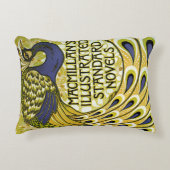 ヴィンテージアールヌーボー、マクミランの孔雀の羽根 アクセントクッション (正面)