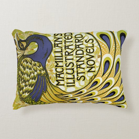 ヴィンテージアールヌーボー、マクミランの孔雀の羽根 アクセントクッション (正面)