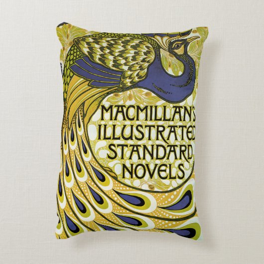 ヴィンテージアールヌーボー、マクミランの孔雀の羽根 アクセントクッション (裏面(縦))