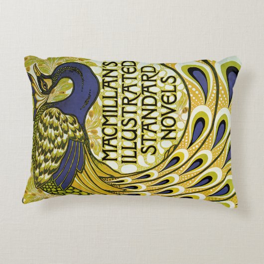 ヴィンテージアールヌーボー、マクミランの孔雀の羽根 アクセントクッション (裏面)