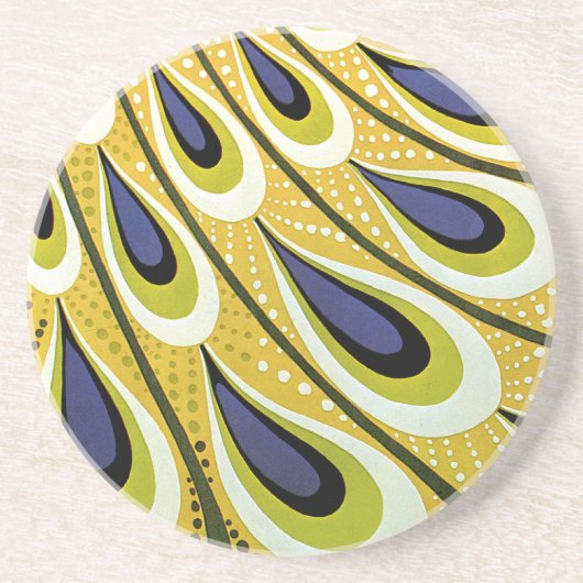 ヴィンテージアールヌーボー、マクミランの孔雀の羽根 コースター (正面)