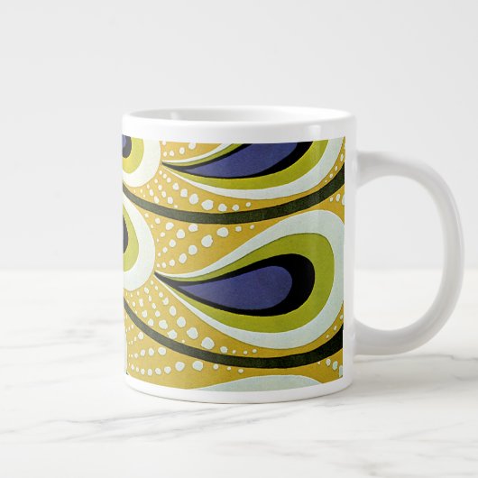 ヴィンテージアールヌーボー、マクミランの孔雀の羽根 ジャンボコーヒーマグカップ (右)