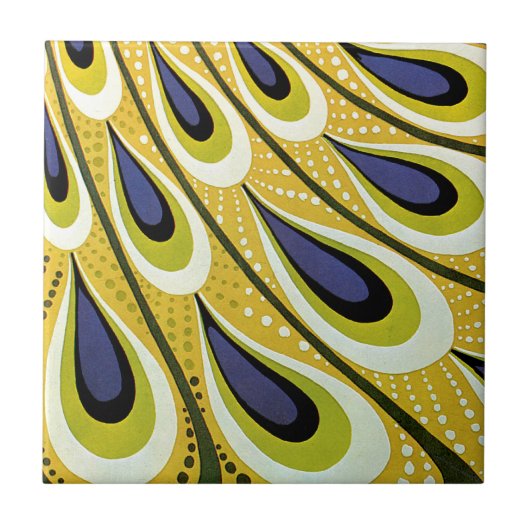 ヴィンテージアールヌーボー、マクミランの孔雀の羽根 タイル (正面)