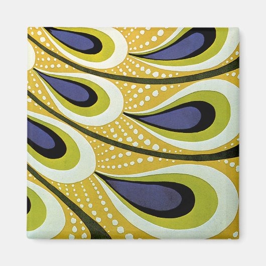 ヴィンテージアールヌーボー、マクミランの孔雀の羽根 マグネット (正面)