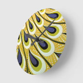 ヴィンテージアールヌーボー、マクミランの孔雀の羽根 ラウンド壁時計 (傾斜)