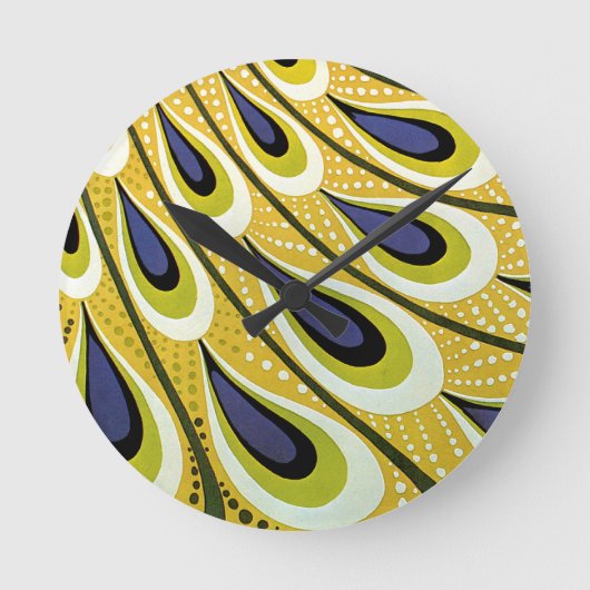 ヴィンテージアールヌーボー、マクミランの孔雀の羽根 ラウンド壁時計 (正面)