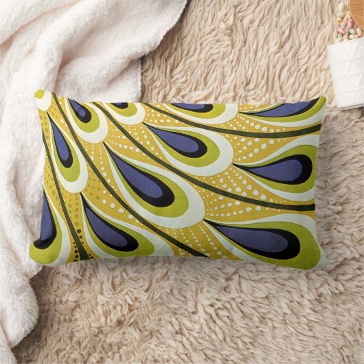 ヴィンテージアールヌーボー、マクミランの孔雀の羽根 ランバークッション (ブランケット)