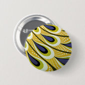 ヴィンテージアールヌーボー、マクミランの孔雀の羽根 缶バッジ (正面&裏面)