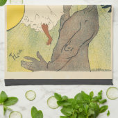 ヴィンテージアールヌーボー、ラグーールバイトゥールーズロートレック キッチンタオル (折り畳み)