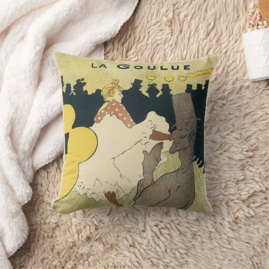 ヴィンテージアールヌーボー、ラグーールバイトゥールーズロートレック クッション (ブランケット)