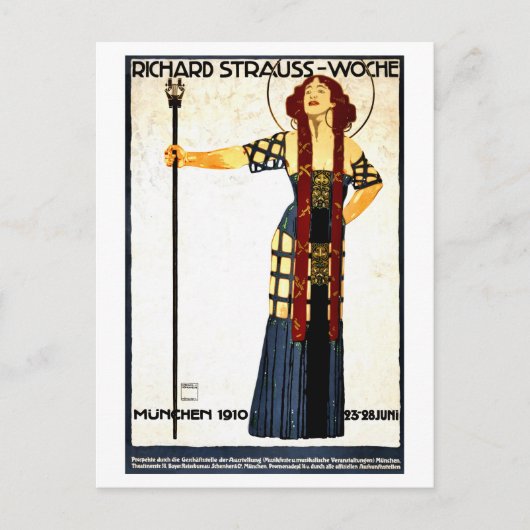 ヴィンテージアールヌーボー・リチャード・シュトラウスのコンサート ポストカード (正面)