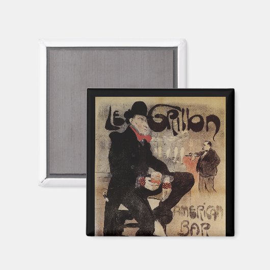 ヴィンテージアールヌーボー·ル·グリロン、男性がビールを飲む マグネット (正面/裏面)