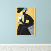 ヴィンテージアールヌーボー、レディーインクルードマルコポーロティー キャンバスプリント (インサイチュ (ウッドフロア))