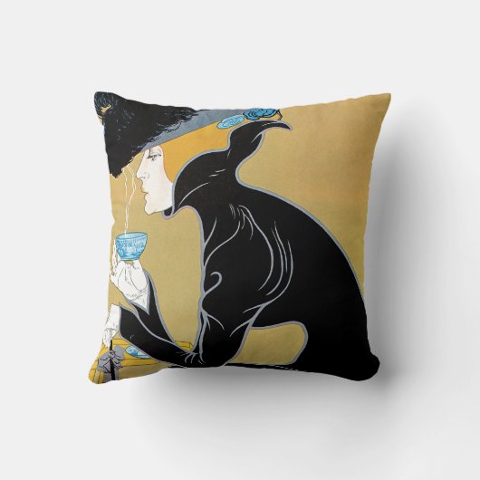 ヴィンテージアールヌーボー、レディーインクルードマルコポーロティー クッション (裏面)