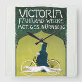 ヴィンテージアールヌーボー、ヴィクトリアフラッドヴェルケ、レーム スクエア壁時計 (正面)