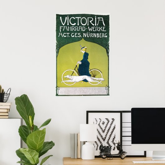 ヴィンテージアールヌーボー、ヴィクトリアフラッドヴェルケ、レーム ポスター (ホームオフィス)