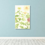 ヴィンテージアールヌーボー、庭の菊 キャンバスプリント (インサイチュ (ウッドフロア))