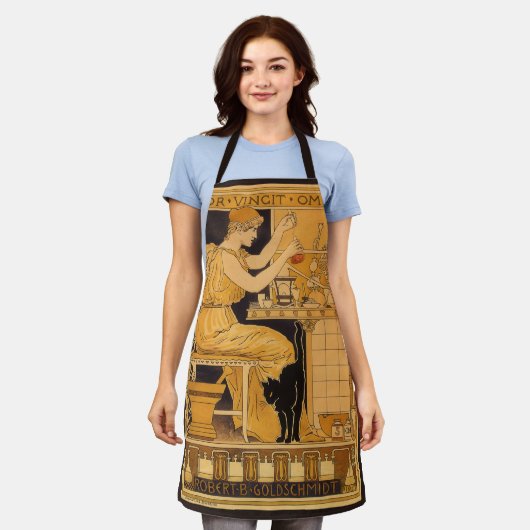 ヴィンテージアールヌーボー、愛はすべての科学者を征服 エプロン (着用した状態)