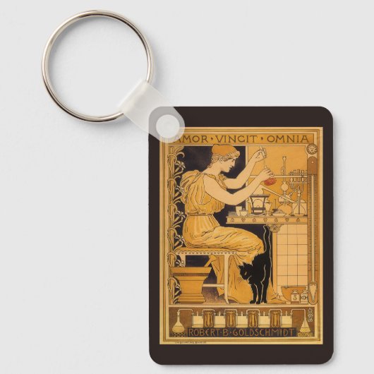 ヴィンテージアールヌーボー、愛はすべての科学者を征服 キーホルダー (正面)