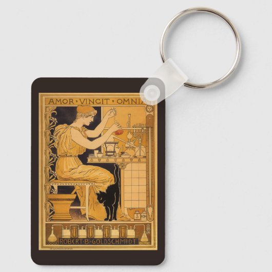 ヴィンテージアールヌーボー、愛はすべての科学者を征服 キーホルダー (裏面)