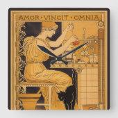 ヴィンテージアールヌーボー、愛はすべての科学者を征服 スクエア壁時計 (正面)