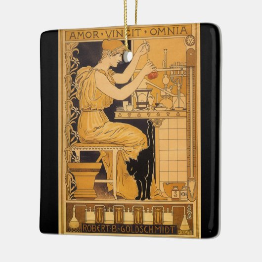 ヴィンテージアールヌーボー、愛はすべての科学者を征服 セラミックオーナメント (左)