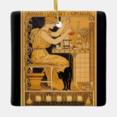 ヴィンテージアールヌーボー、愛はすべての科学者を征服 セラミックオーナメント (正面)