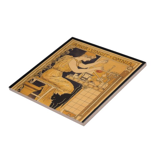 ヴィンテージアールヌーボー、愛はすべての科学者を征服 タイル (側面)