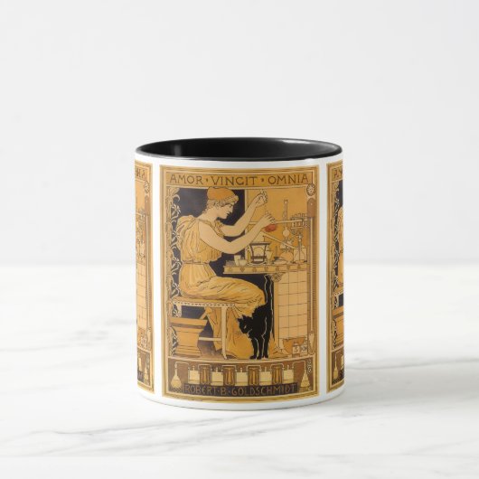 ヴィンテージアールヌーボー、愛はすべての科学者を征服 マグカップ (中央)